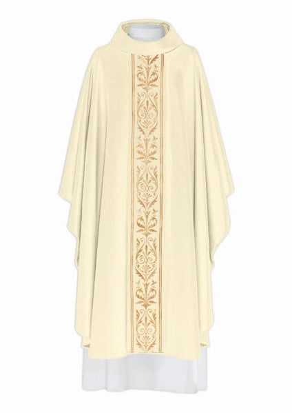 Ecru Chasuble with gold embroidery — front view