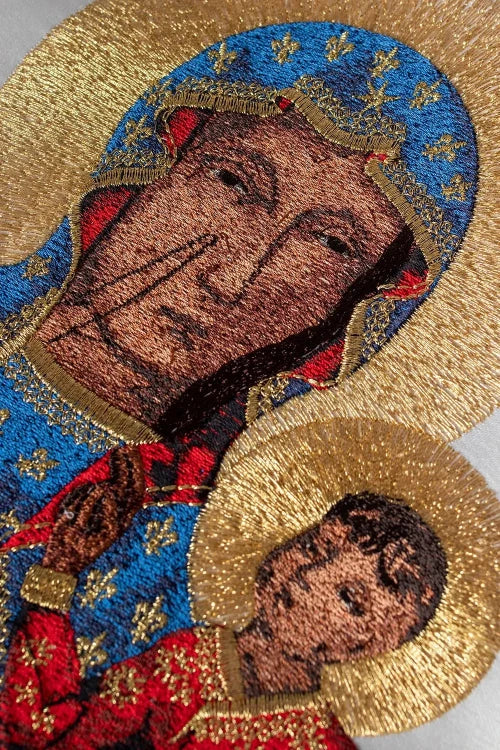 Ecru Chasuble with image of Our Lady of Częstochowa — back view