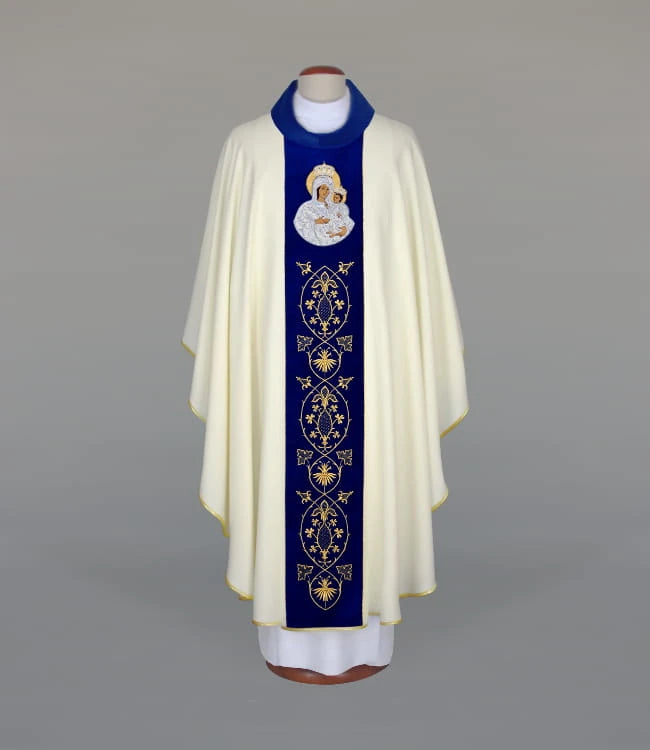 Kasel mit Muttergottes von Gietrzwałd auf Samtbesatz