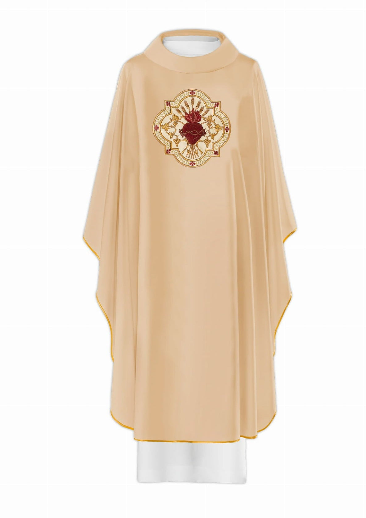 Goldene Kasel mit Herz Jesu und Kelch