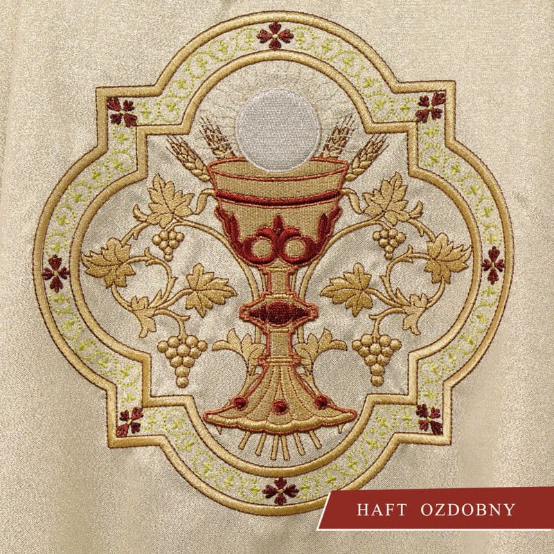 Goldene Kasel mit Herz Jesu und Kelch