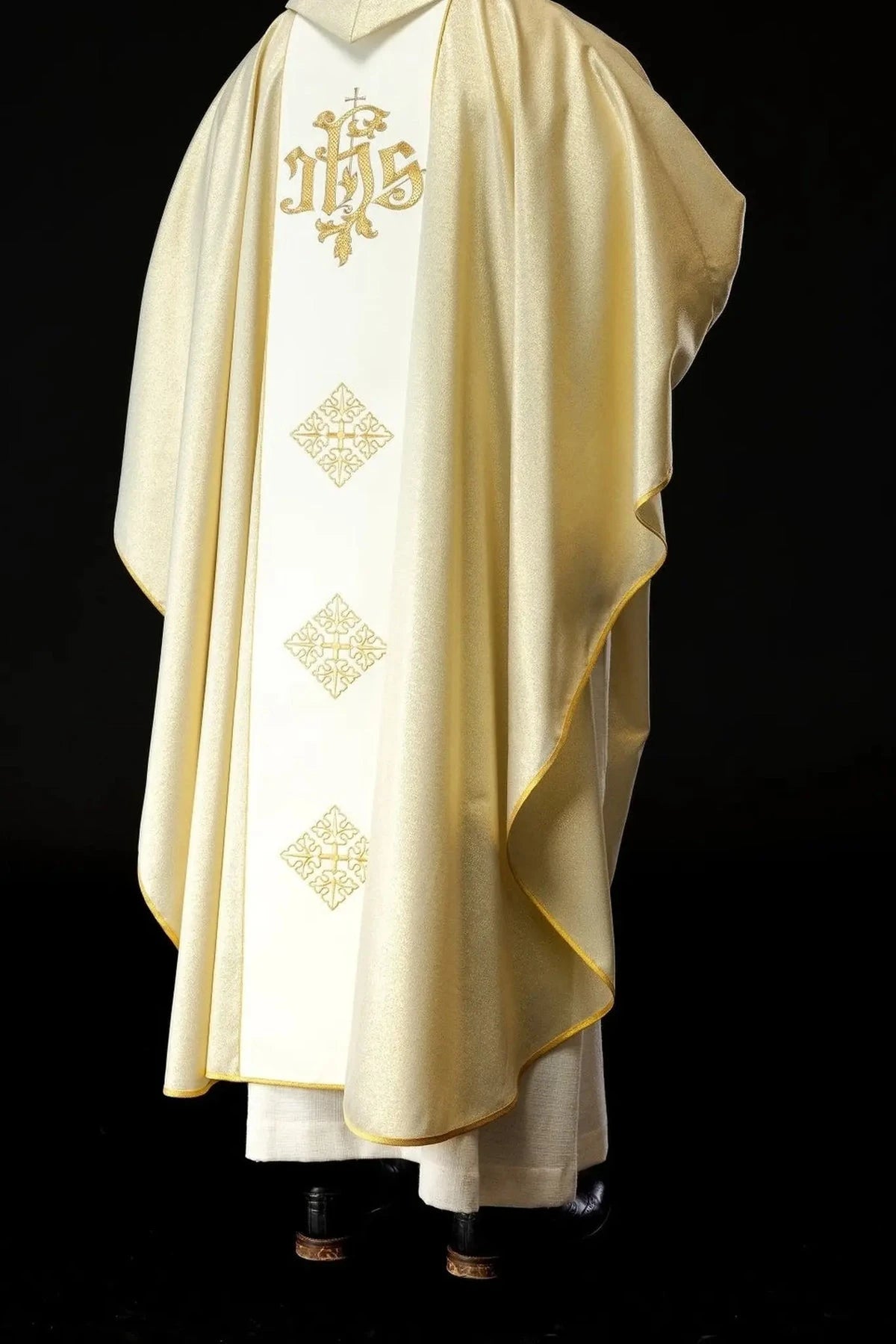 Goldene Kasel mit dem Barmherzigen Jesus – englische Ausführung