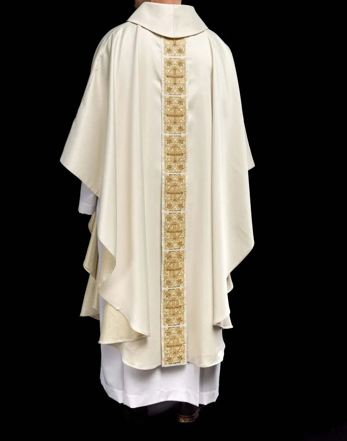 Gold Embroidered Chasuble with Decorative Stones – front view
