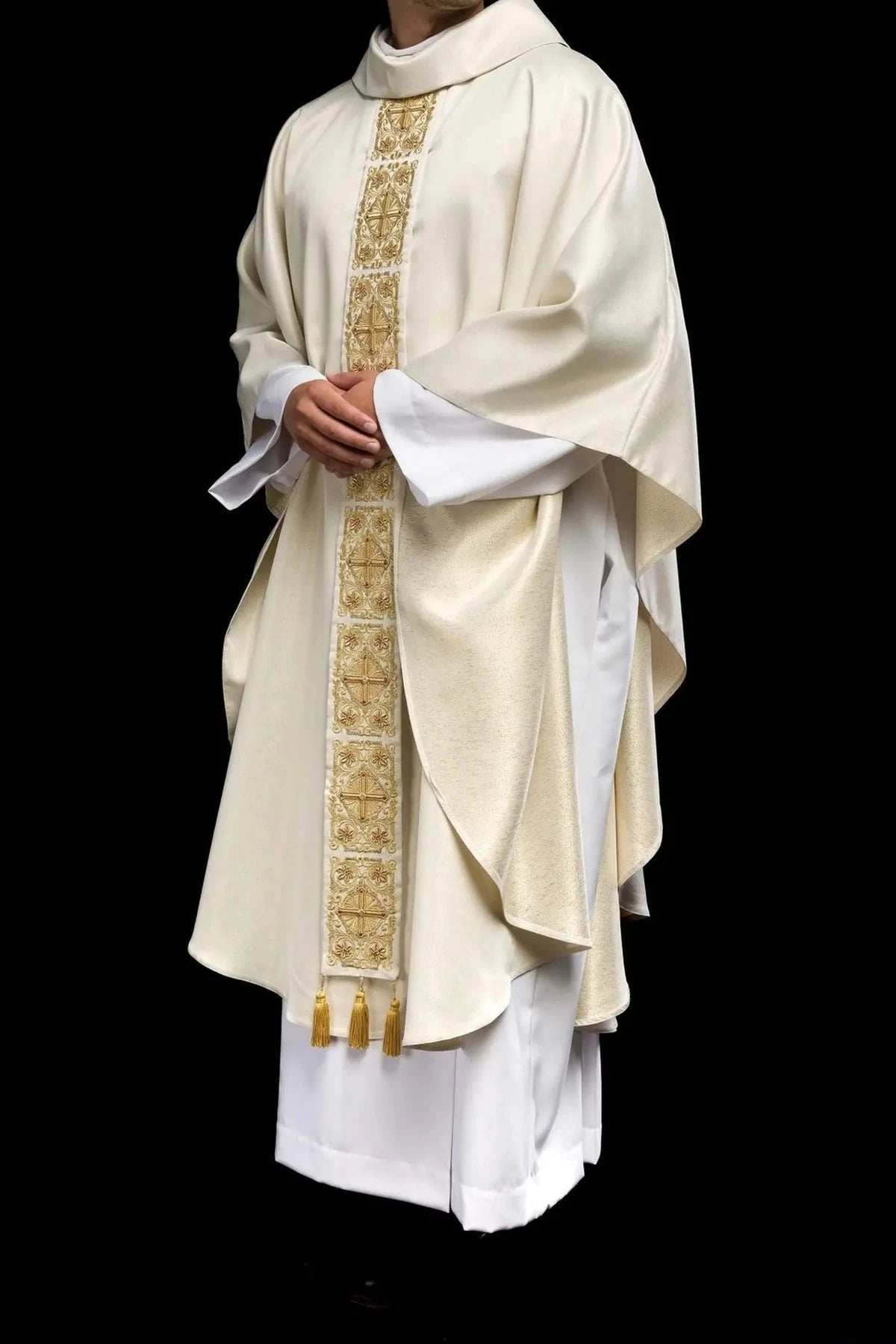 Gold Embroidered Chasuble with Decorative Stones – back view