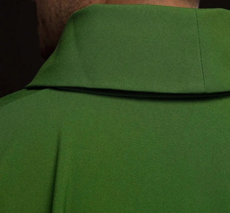 Green Chasuble with embroidered cross and wheat motif – Variant III — side view