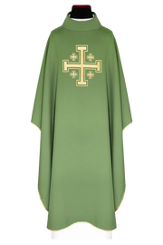 Green Chasuble with embroidered cross – Variant IV — front view