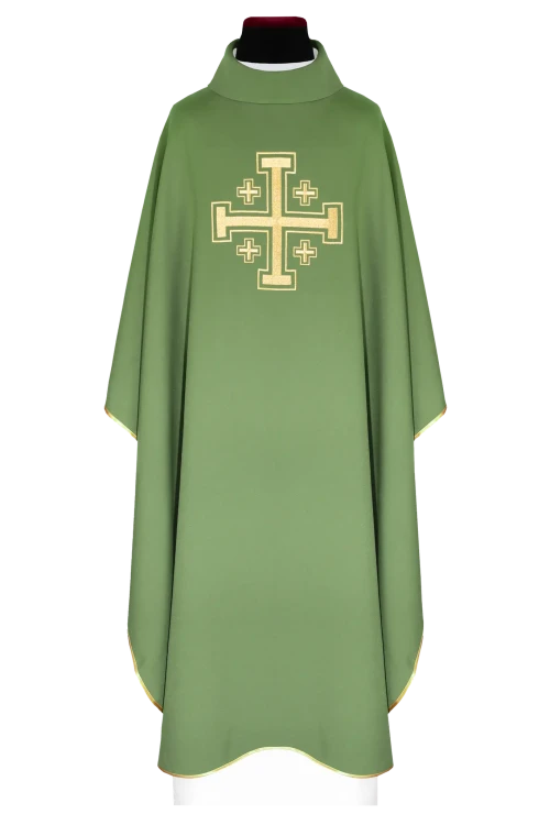 Green Chasuble with embroidered cross – Variant IV — front view