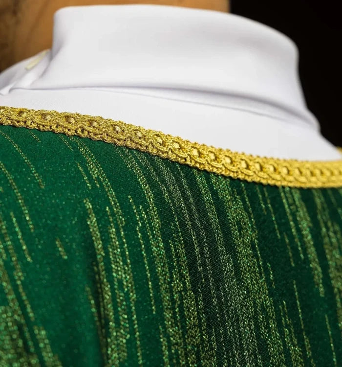 Green Chasuble with embroidered cross – Variant V — side view