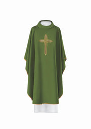 Green Chasuble with embroidered cross – Variant VIII — front view