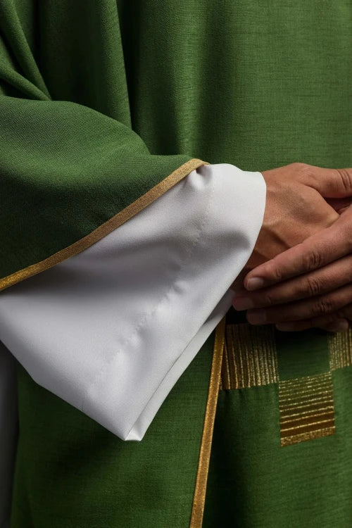 Green Chasuble with embroidered crosses — decoration detail