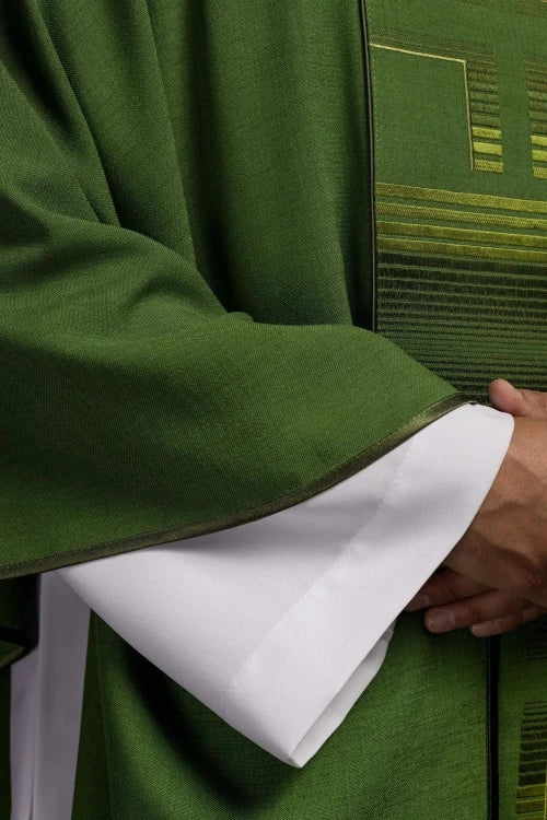 Green Chasuble with embroidered crosses – Variant II — back view