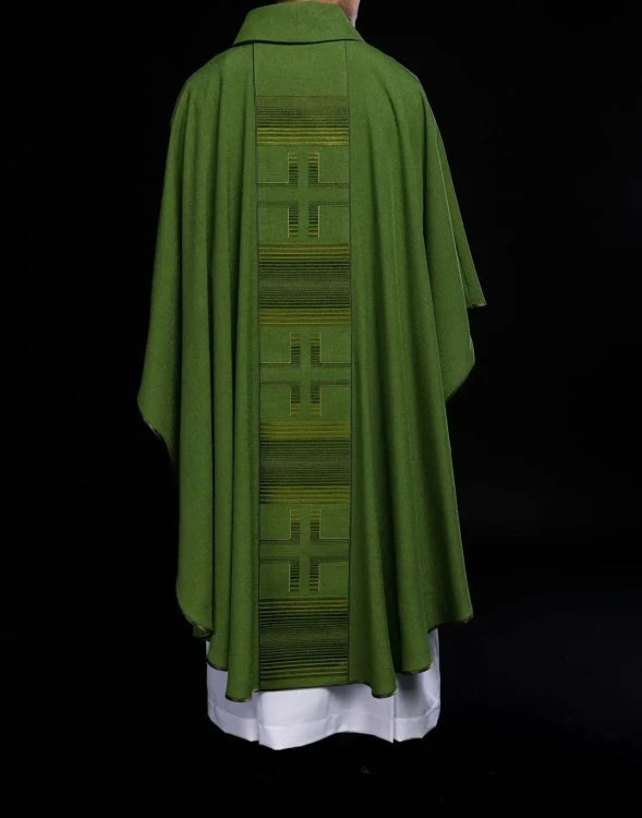 Green Chasuble with embroidered crosses – Variant II — side view