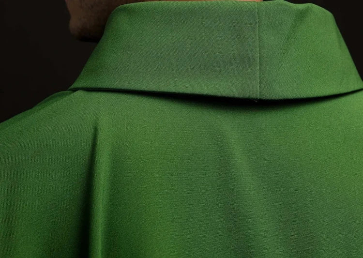 Green Chasuble with embroidered IHS monogram – Variant III — side view