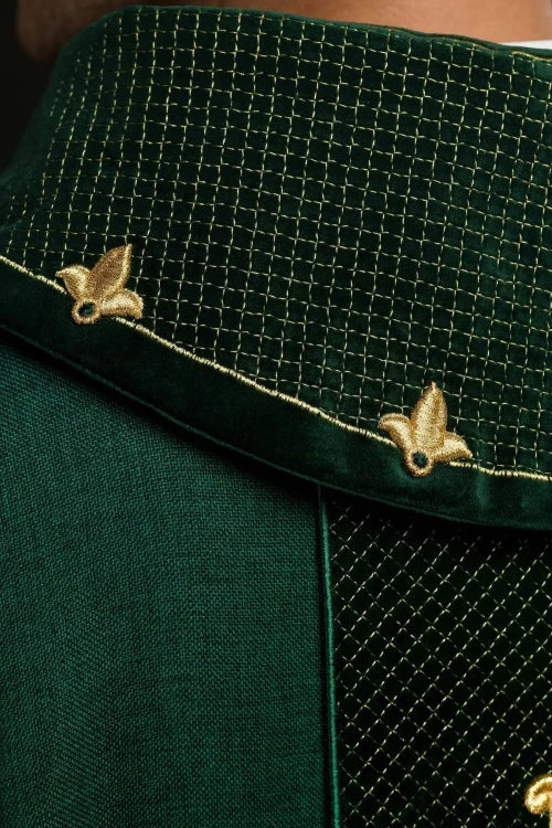 Green Chasuble with green velvet with embroidered cross — side view