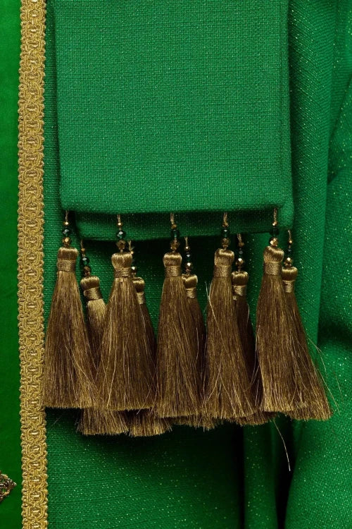 Green Chasuble with hand-finished natural-stone decoration — gallery view 11
