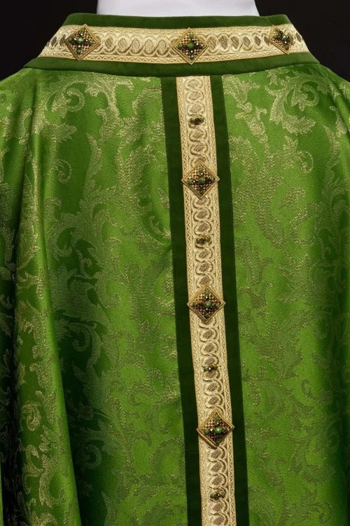 Green Chasuble with hand-finished natural-stone decoration – Variant II — additional view