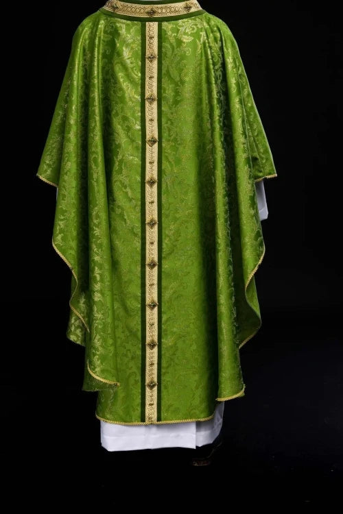 Green Chasuble with hand-finished natural-stone decoration – Variant II — gallery view 13