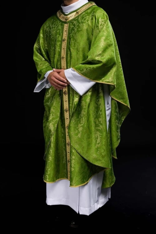 Green Chasuble with hand-finished natural-stone decoration – Variant II — gallery view 14