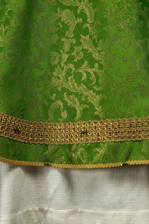 Green Chasuble with hand-finished natural-stone decoration – Variant III — vestment detail