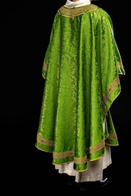 Green Chasuble with hand-finished natural-stone decoration – Variant III — gallery view 15
