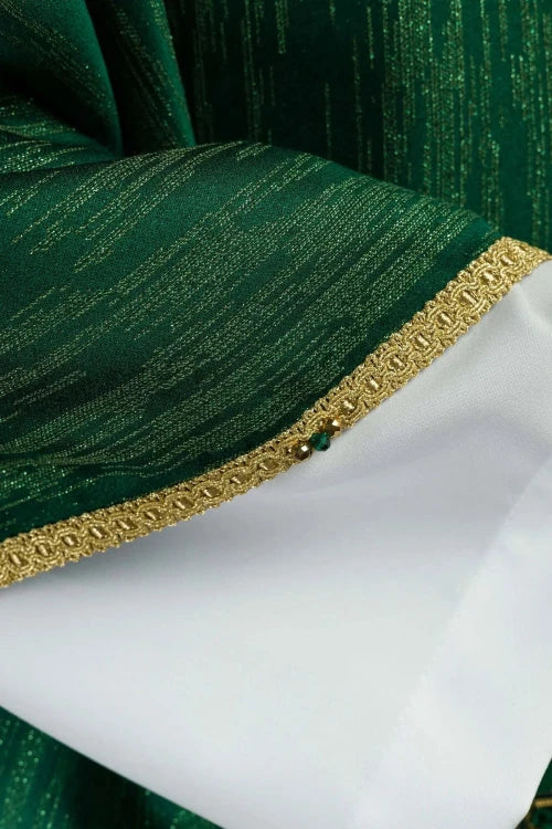 Green Chasuble with handcrafted natural-stone decoration — back view