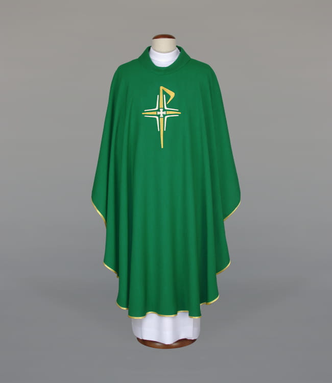 Green Chasuble with liturgical embroidery – Variant II — front view