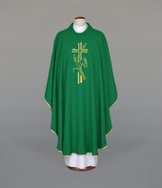 Green Chasuble with liturgical embroidery – Variant III — front view