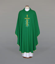 Green Chasuble with liturgical embroidery – Variant IX — front view