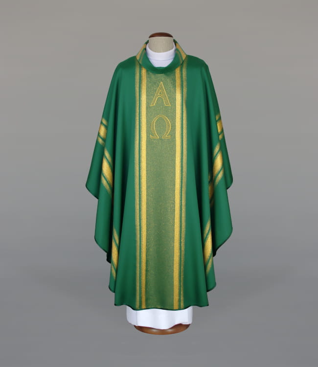 Green Chasuble with liturgical embroidery – Variant VI — front view