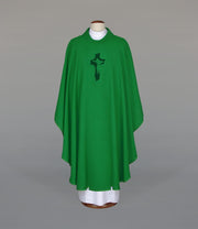 Green Chasuble with liturgical embroidery – Variant VII — front view