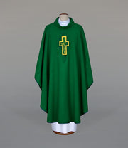 Green Chasuble with liturgical embroidery – Variant X — front view
