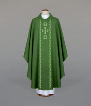 Green Chasuble with liturgical embroidery – Variant XI — front view
