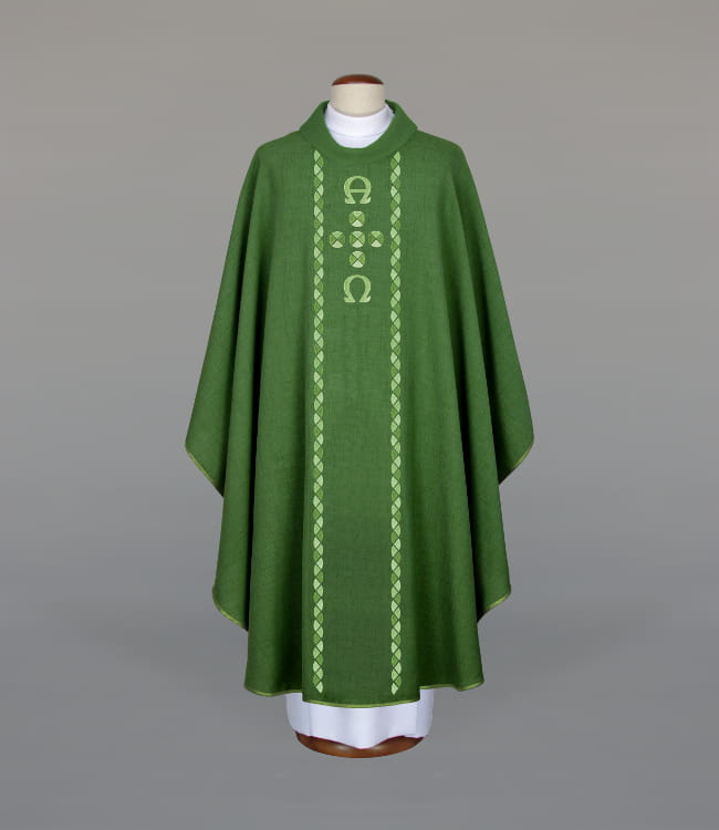 Green Chasuble with liturgical embroidery – Variant XI — front view