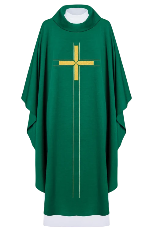 Green Chasuble with minimalist embroidered design — gallery view 21