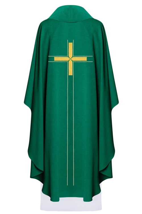 Green Chasuble with minimalist embroidered design — gallery view 30