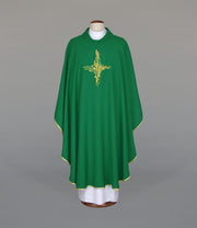Green Chasuble with modern liturgical embroidery – Variant II — front view