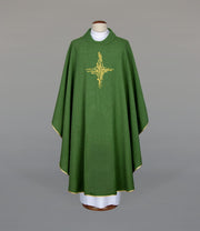 Green Chasuble with modern liturgical embroidery – Variant III — front view