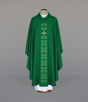 Green Chasuble with modern liturgical embroidery – Variant IV — front view