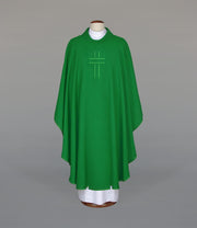 Green Chasuble with modern liturgical embroidery – Variant V — front view