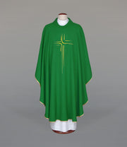 Green Chasuble with modern liturgical embroidery – Variant VI — front view