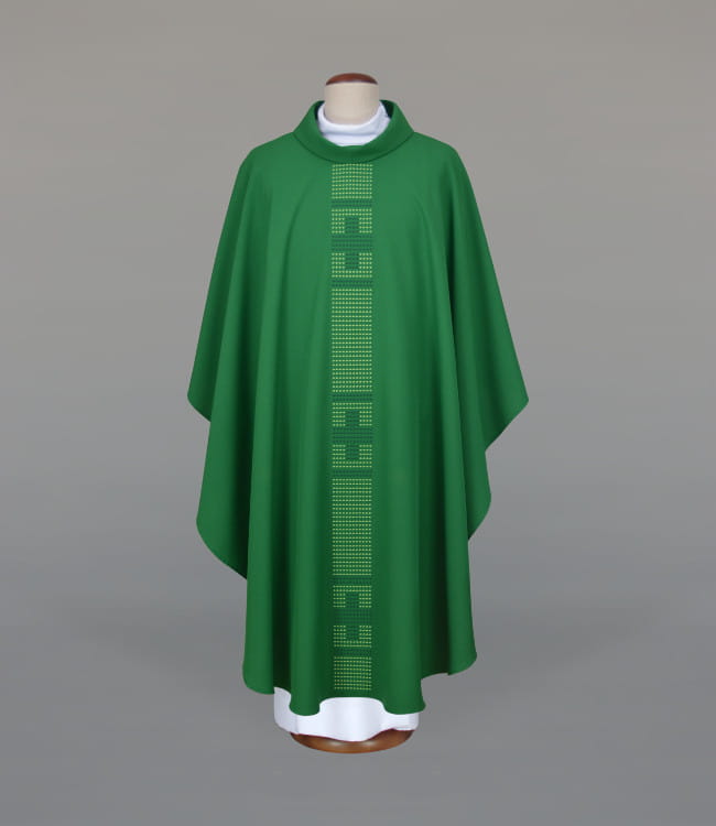 Green Chasuble with modern liturgical embroidery – Variant VIII — front view