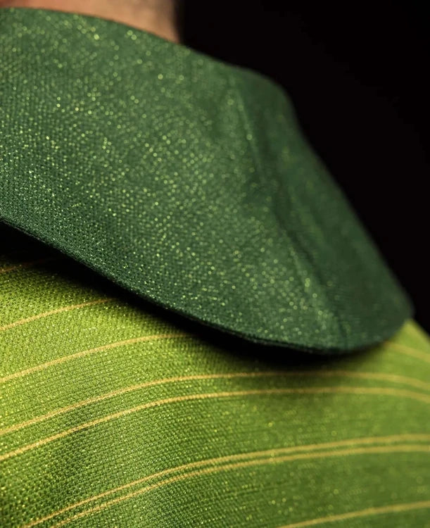 Green Chasuble with printed Jerusalem cross — side view