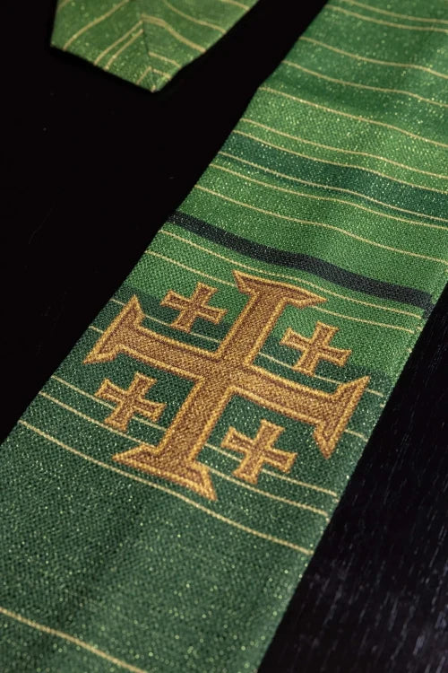 Green Chasuble with printed Jerusalem cross — gallery view 12