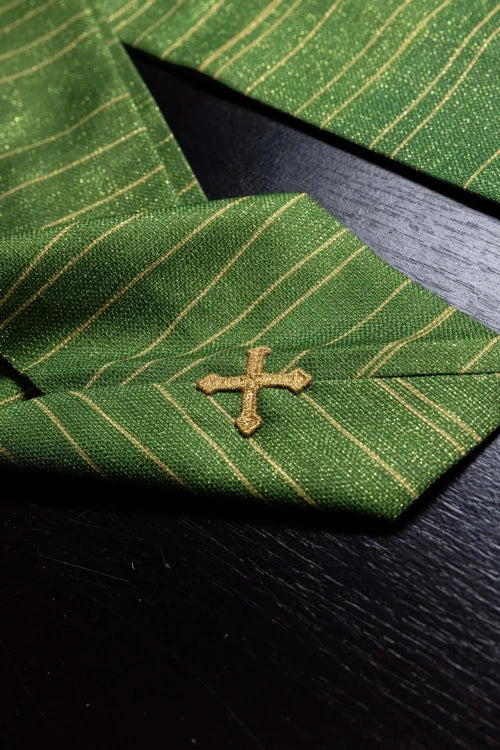 Green Chasuble with printed Jerusalem cross — gallery view 13