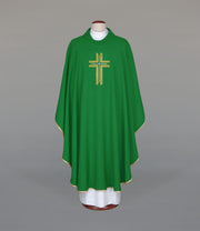 Green Chasuble with raised modern embroidery – Variant II — front view