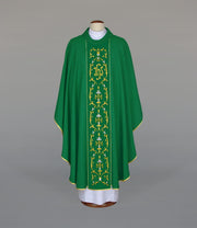 Green Chasuble with rich liturgical embroidery – Variant II — front view