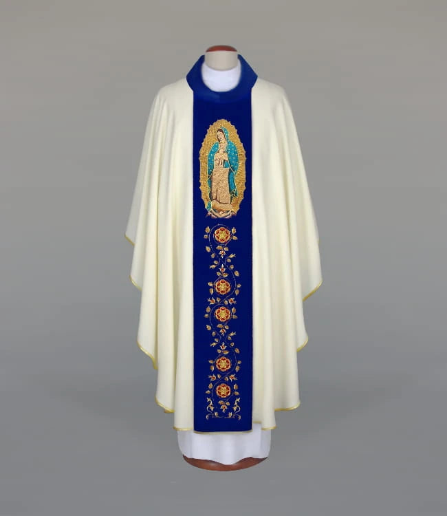 Our Lady of Guadalupe Chasuble with Embroidered Velvet Panel