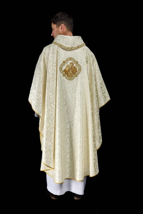 Ecru Chasuble with embroidered Holy Family image for Christmas – Variant II — additional view