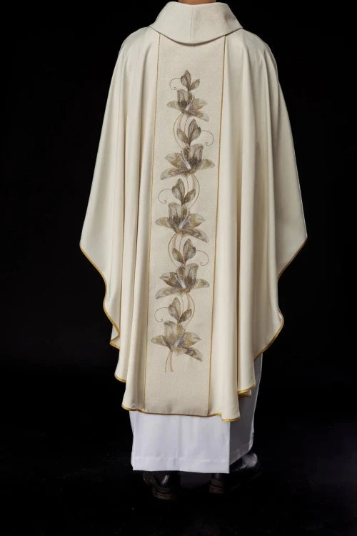 Ecru Chasuble with image of Our Lady of Guadalupe — vestment detail