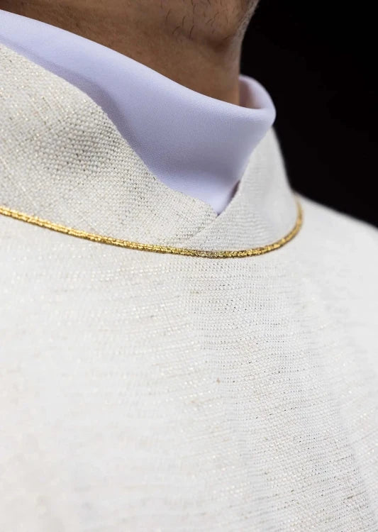 Ecru Chasuble with embroidered image of the Divine Mercy – Variant II — back view